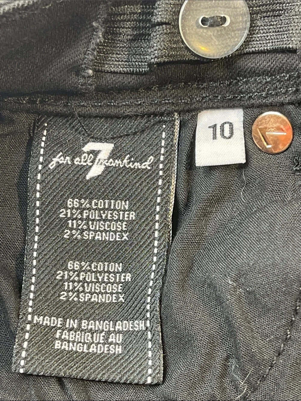 7 For All Mankind GIRLS SIZE 10  Black Straight-Leg Jeans